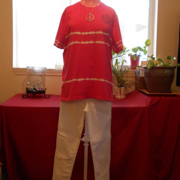 Aeropostale Crew T-Shirt L Tie Dye Hot Pink White - Picture 2 of 16